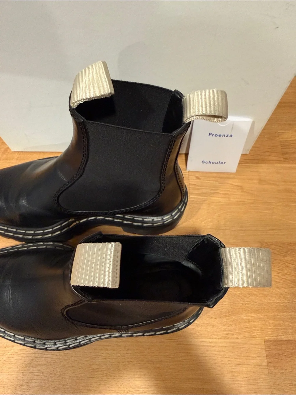Proenza Schouler Black Leather Chelsea Lug Sole Platform Boots Italy EU 37